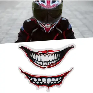 2PCS Monster Mouth Teeth Vinyl Reflective Decals for Car Truck Wall Laptop Funny Bleeding Red Lips Halloween Decoration Stickers for Motorcycle Window Bumper Trunk (Small)