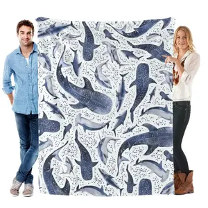 Romantic ocean style whale shark pattern warm blanket children adult nap blanket soft and comfortable suitable for all seasons Machine Washable Blanket Warm Napping Blanket