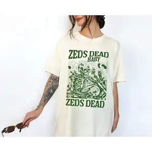 Zeds Dead Baby Skeleton Festival T-Shirt EDM Merch Comfy Rave Outfit Deadbeats Graphic Tee