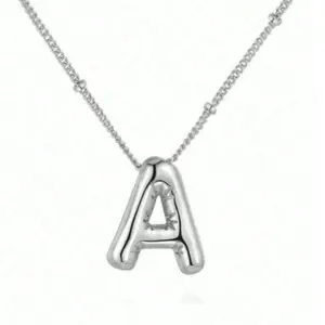Women's Stainless Steel Copper Chunky Alphabet Initial Letter Pendant Necklace