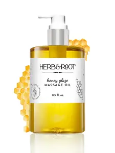 HERB & ROOT Honey Glaze Massage Oil - 8.5 fl oz Premium Blend for Couples & Date Night - Non-Sticky, Silky Smooth, Hydrating Body Care Gift