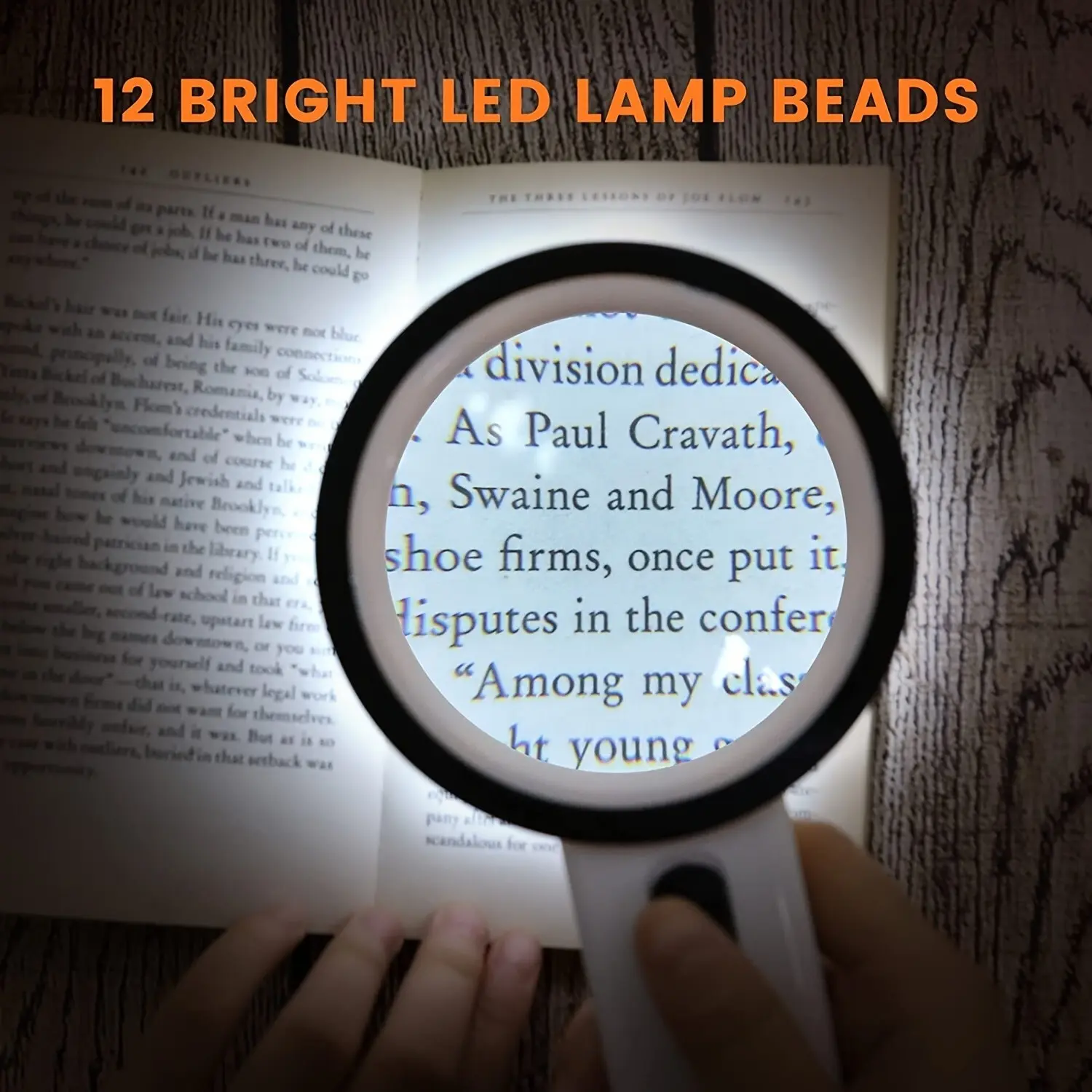 30X Jumbo Handheld Magnifying Glass w/ 12 Bright LED Light Illuminated Magnifier