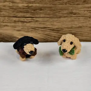 Handmade Amigurumi Crochet Dachshund with Scarf Plushie