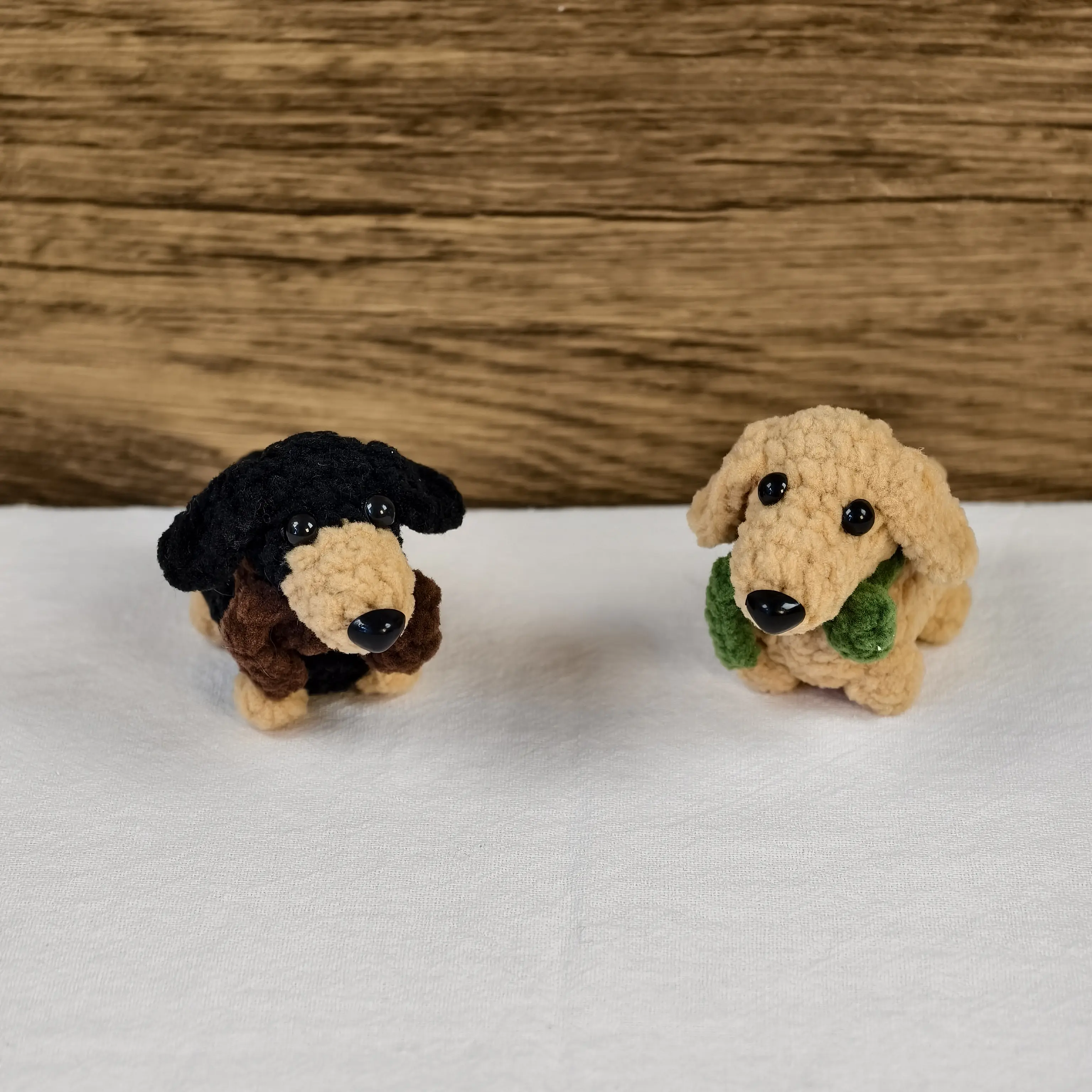 Handmade Amigurumi Crochet Dachshund with Scarf Plushie