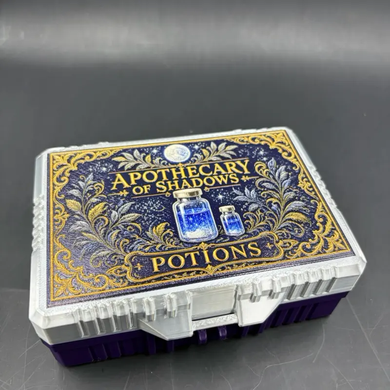 Apothecary of Shadows Potion Box – Mystical Storage Case with Ornate Gold & Silver Design