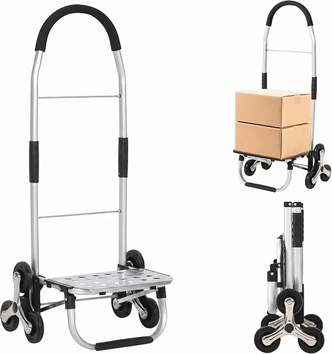 Garvee Heavy Duty 6-Wheel Stair Climbing Hand Truck – 330 lbs Capacity, 2-in-1 Folding Cart with Adjustable Telescopic Handle, Multipurpose Platform Dolly for Moving Furniture, Appliances – Collapsible, Easy Storage