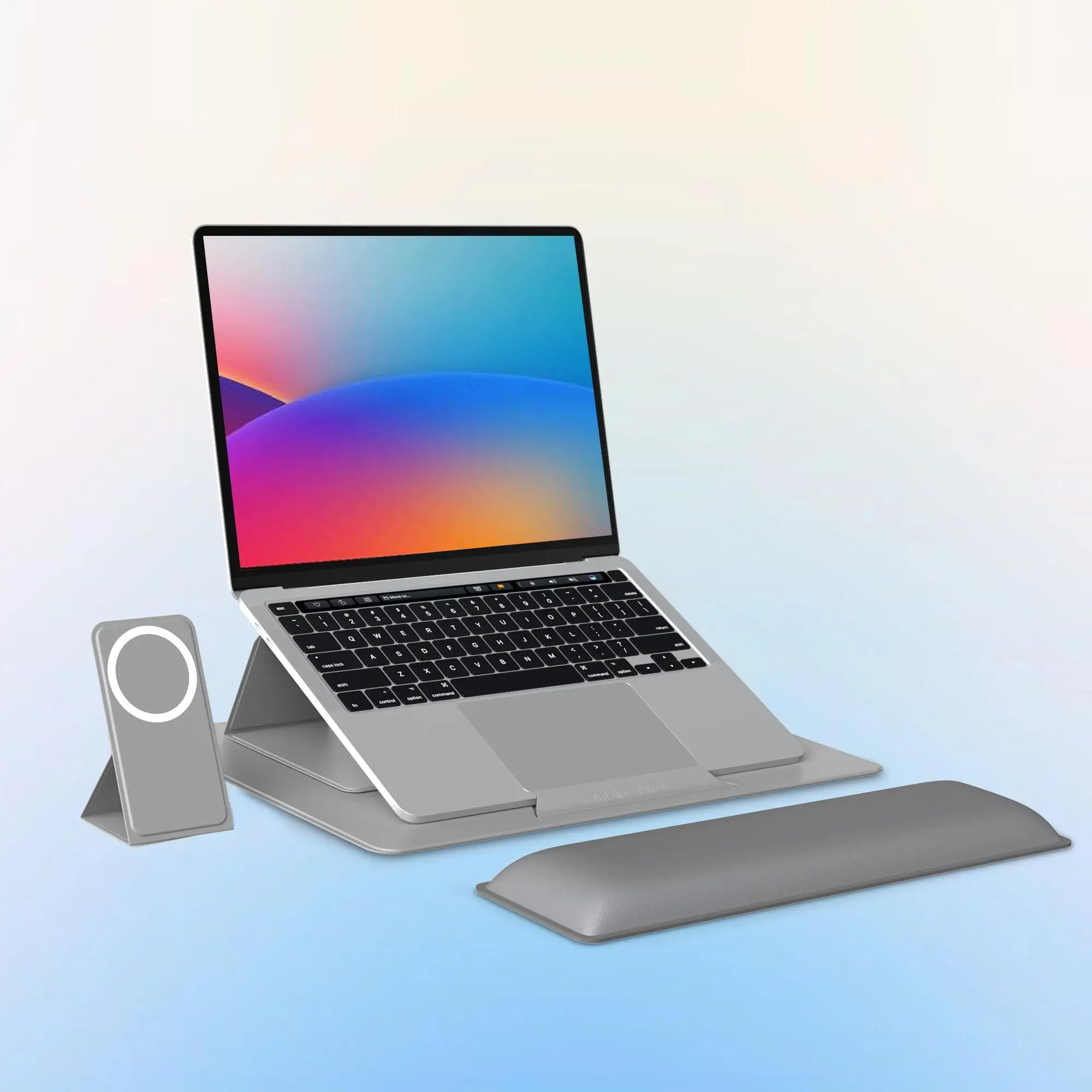 HUANUO Magnetic Adjustable Laptop Stand, Portable and Sleek for 17-Inch Screen, Sturdy Leather-Touch Frame, 5 Angles, 4 Macaron Colors, for Desk Setup