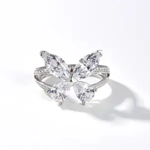 Lit Jewelry |  Butterfly Shape Lap Created Gemstone Ring 925 Sterling Silver Daily Birthday