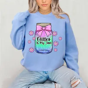 Glitter Jam  Crewneck  Sweatshirt Gildan Everyday Style Shirtsleeve love casual comfortable super soft relaxed fit unisex Sizing womenswear Streetwear  vintage Crewneck Printed Loose Graphic Top