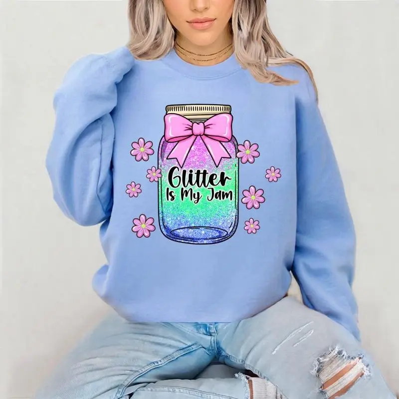 Glitter Jam  Crewneck  Sweatshirt Gildan Everyday Style Shirtsleeve love casual comfortable super soft relaxed fit unisex Sizing womenswear Streetwear  vintage Crewneck Printed Loose Graphic Top