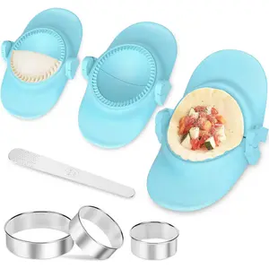 7-piece dumpling making tool set - integrated dumpling/pastry maker set, including pressing molds and circular cutters, BPA free kitchen accessories, suitable for home cooking, fun gifts for family/friends, food grade PP material, no need for batteries, i