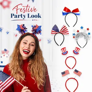 USA Independence Day Hair Hoop, 2026 patriotic red headband for kids adults. Festive party decoration hairband, comfortable parade accessory for 4th of July celebration.