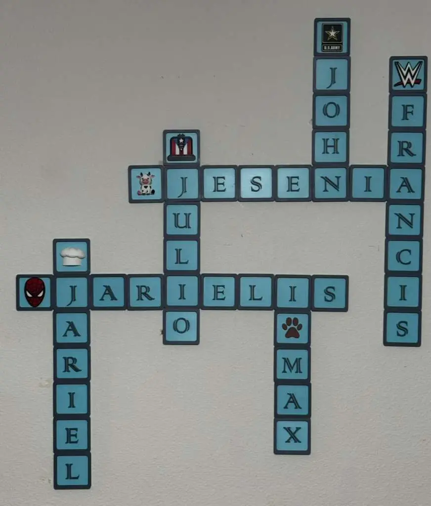 Custom Wall Letters Name Crosswords with Personal Icons and Fonts for Creative Wall Display