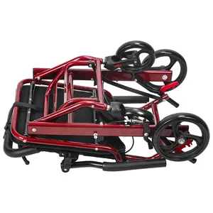 Foldable Transport Wheelchairs for Adults, Lightweight 18.5lbs Travel Wheelchair with 8" Rear Wheels & Hand Brakes, Portable Aluminum Alloy Wheelchair, Supports 175lbs Capacity