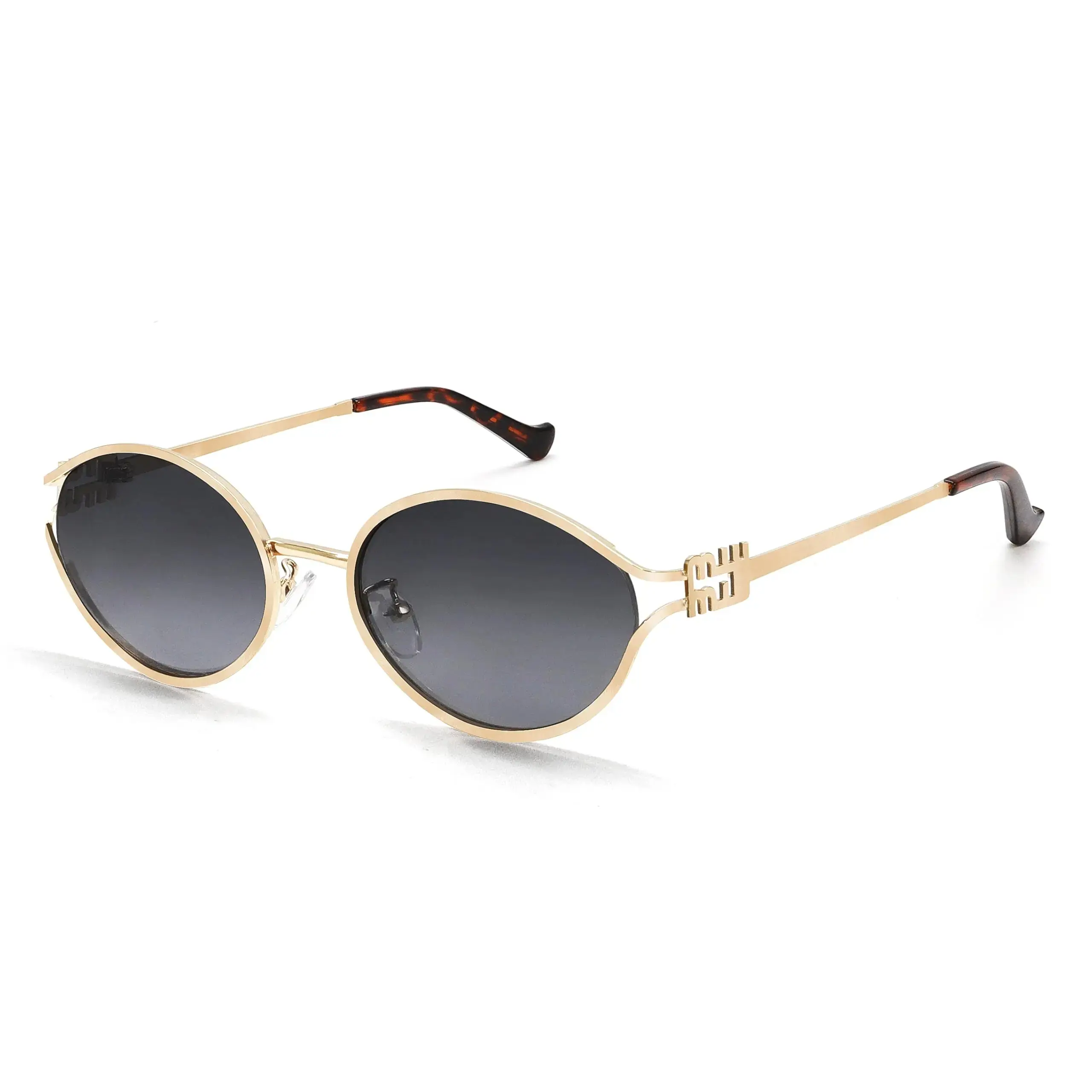 Retro Small Oval Sunglasses Women Men Trendy Gold Frame Round Cute Designer Sunnies Shades
