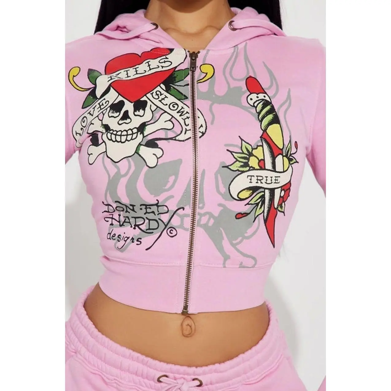 Ed Hardy Tiger Roar Zip Up Hoodie - Pink 3 - TikTok Shop