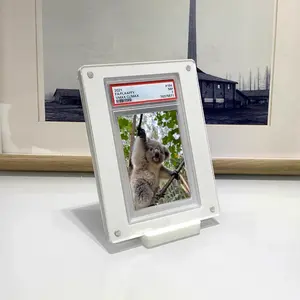 1pc Magnetic Graded Card Display Case with Base - Attractive Double Sided Transparent Card Slab Collective Box For PSA CGC Sports Star Basketball Baseball Football Cards Games Cartoon Cards - Collector's Showcase Facade (Cards Not included)