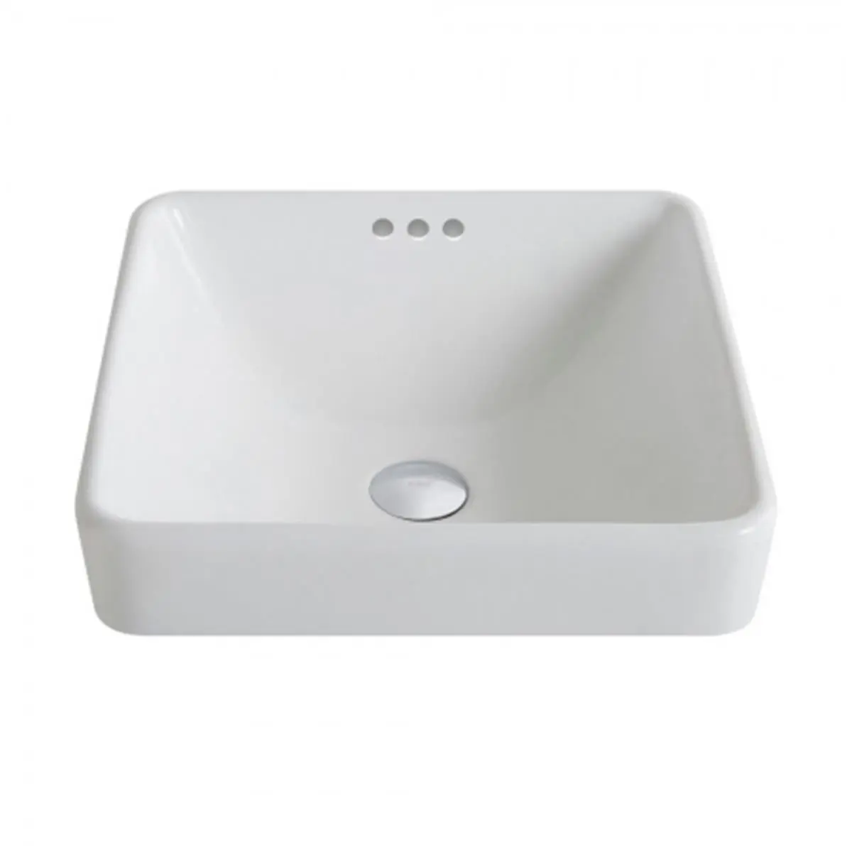 212 MAIN Kraus Elavo White Ceramic Square Semi-Recessed Bathroom Sink - Equipped with Overflow Drain, Square Design