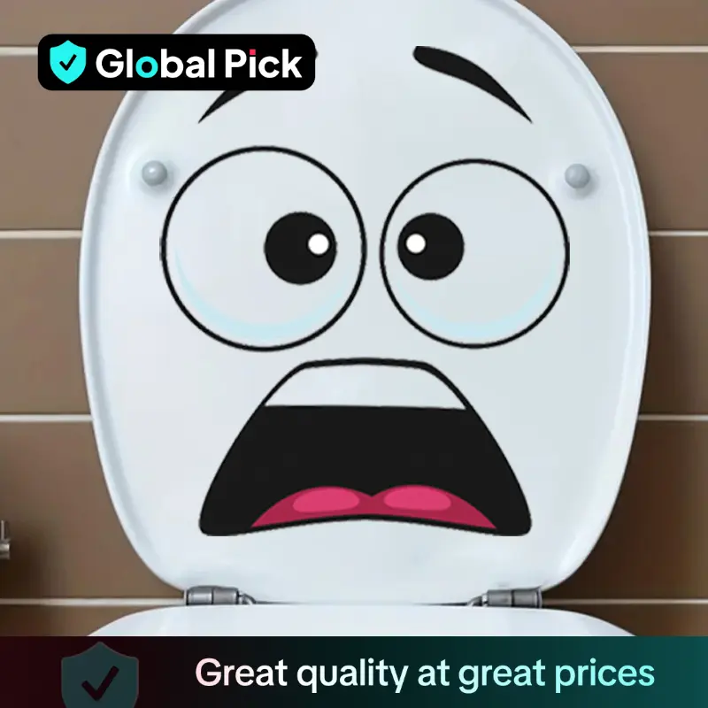 3D Surprised Face Toilet Decal, 1 Count Emotive Humorous Wall Art with Adhesive, Aesthetic Home Decoration, Room Decor, Beautify Your Home