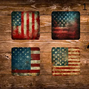 Grunge Flag Coaster Sets - MDF with cork backing