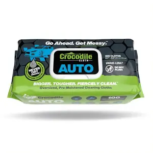 Auto (100 Cloths) - Crocodile Cloth Auto Cleaning Cloths - Huge Disposable Wipes - Cleans Grease, Oil, and Adhesives on Hands, Skin, Cars, Plastic