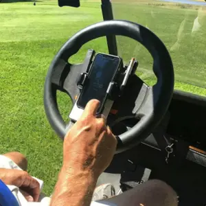 Golf Cart Steering Wheel Phone Mount Flip-Up Cell Phone Holder for Club Car with Secure Grip and Easy Access