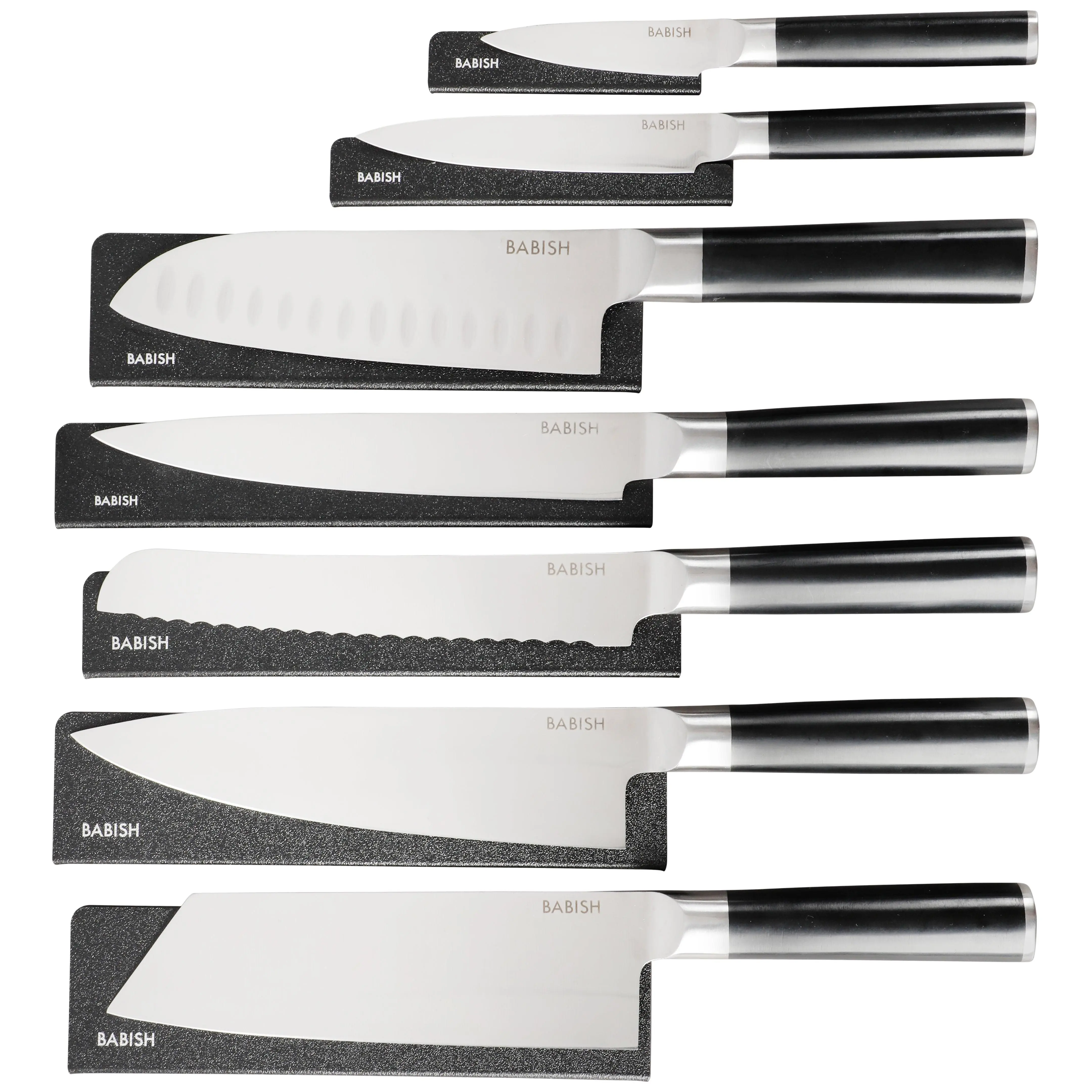 Babish High-Carbon 1.4116 German Steel 14 Piece Full Tang Forged Knife Set W/ Sheaths