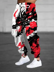 Fashion Design Men's 3D Dragon Pattern Printed Sports Trousers Drawstring and Pocket Fashion Trousers Home Pajama Pants Casual and Comfortable Casual Jogging Pants