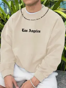 Men's Fashion Street Style Graphic Sweatshirt, Comfortable Loose Fit Round Neck Pullover, Perfect Gift for Him, All Seasons Wear