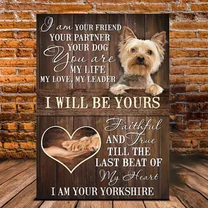 1 Piece Wooden Frame Canvas Painting Yorkshire Terrier Dog Picture Canvas Poster I Will Belong to You Dog Portrait Canvas Wall Art Bible Verse Print Painting Wall Art Office Bathroom Living Room Decoration Inspirational Wall Art Framed Ready to Hang Gift