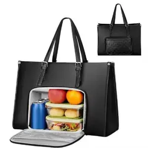 15.6 Inch Laptop Tote Bag for Women, Multi-Function Work Purse with Insulated Lunch Compartment | Water-Resistant Computer Bag for Commuter, Teacher, Office, Business, College, Mother's Day Gift