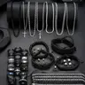 54-Piece Men's Western Jewelry Set, Punk Style Zircon Earrings, PU Leather Bracelet, Stainless Steel Ring, Casual All-Season Gift Set, Trendy Jewelry Set, Fashionable Jewelry Set