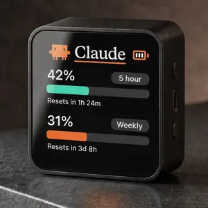 RATION Desk Usage Meter for Claude & Codex | Real-Time AI Subscription Tracker | Mini Desktop Display