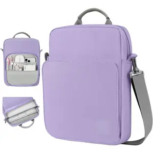 F-PHP30 9-11 Inch Tablet Sleeve Bag Carrying Case with Shoulder Strap for iPad (A16) 11", iPad 10th Gen 10.9" Air 5/4, i-Pad Air/Pro 11", i-Pad 9/8/7th 10.2", Galaxy Tab A9+ Plus 11", Grey Purple Adjustable Computer