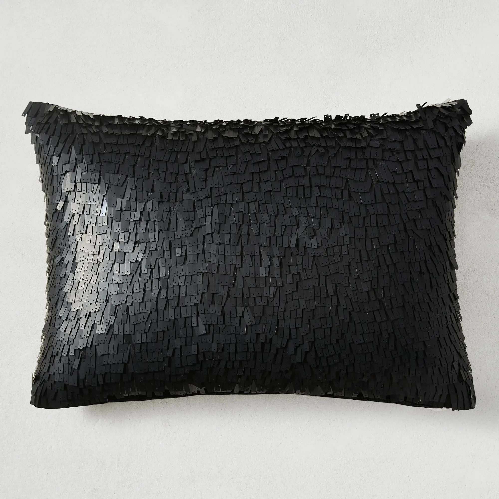 Z Gallerie Studio Black/Gold Sequins Embellishment Lumbar Pillow - Durable Black Home Decorative Cushion, Embellishment Lumbar Pillows