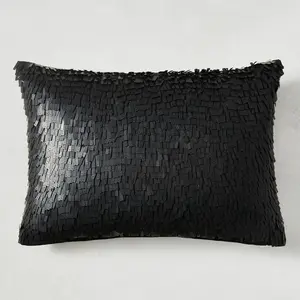 Z Gallerie Studio Black/Gold Sequins Lumbar Pillow - Black Home Decorative Cushion Durable Cushions
