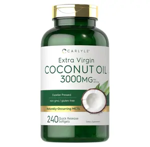 Carlyle Coconut Oil Extra Virgin Softgel Capsules | 3000mg | 240 Count | Naturally Occurring MCTs | Non-GMO and Gluten Free Supplement