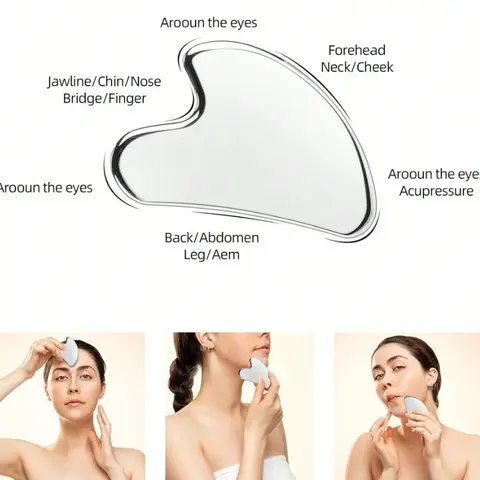 Hypoallergenic 80g Stainless Steel Gua Sha Beauty Tool - Upgraded Facial Slimming & Massage Tool for Adult At-Home Lymphatic Drainage, Depuffing, Firming/Lifting (Face, Neck, Jawline, Gift Option)
