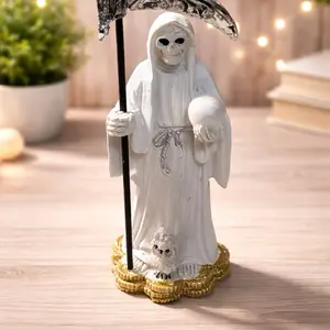 Santa Muerte Blanca 3.5” Estatua | Figura Espiritual Paz y Protección