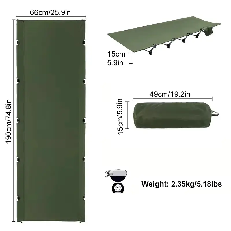 Ultralight Folding Tent Camping Cot, Portable Folding Bed for Camping, Outdoor Travel, Office Nap & Home Use, Heavy Duty Sleeping Cot for RV, Backyard, Beach & Indoor