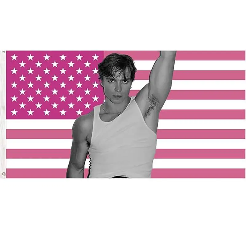 Nicholas Chavez Pink American Flag 3x5Ft Tapestry for Wall Hanging Living Room Bedroom College Dorm Men Cave Durable Banner with 4 Brass Grommets