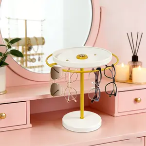 360° Rotating Sunglasses Stand, Metal Jewelry Display Rack, Eyeglass Holder, Home Room Decoration, Storage Box