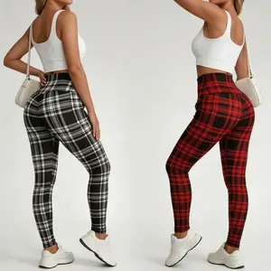 High Waisted Plaid Yoga Pants for Women Butt Lifting Tummy Control Stretchy Leggings for Workout Everyday Wear TikTok Shop Spring Refresh Yoga Bottom leggings leggings for women leggings women legging summervibes