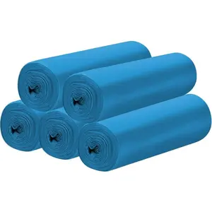 5 Rolls Small Trash Garbage Bags, 4 Gallon  Thin Material Disposable Kitchen Garbage Bags, Durable Plastic Trash Bags for Office  Bedroom Garden  Bin, 100 Counts (Blue)