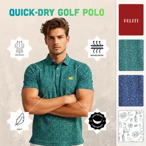 Men's Golf Polo Shirt Quick-Dry Slim-Fit Embroidered Logo Breathable Lightweight Top Gifts for Him Dad Golf Enthusiasts