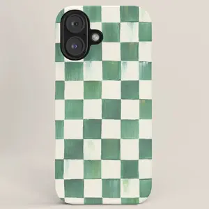 Mackenzie Childs Dusty Teal Checkered Phone case for Iphone