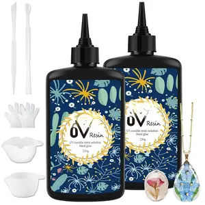 500g UV   Clear Hard UV Cure Epoxy , Upgraded Formula, Solar Activated Glue Kit Transparent Ultraviolet Fast Curing for  Making Craft Decoration