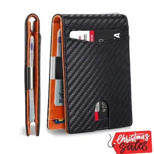 2026-Christmas gifts for men Men’s Slim Carbon Fiber Pattern Bifold Wallet with Money Clip – RFID Blocking Credit Card Holder, Minimalist Thin Pocket Wallet with Multiple Card Slots for Daily Use and Travel Blocking Wallet with Clip girl  room  accessorie