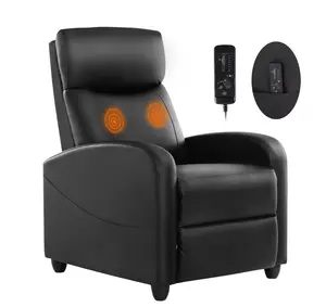 Massage Recliner Chair, Small Recliner Sofa Chair with Padded Seat and Massage Backrest for Home Theater Living Room, Black