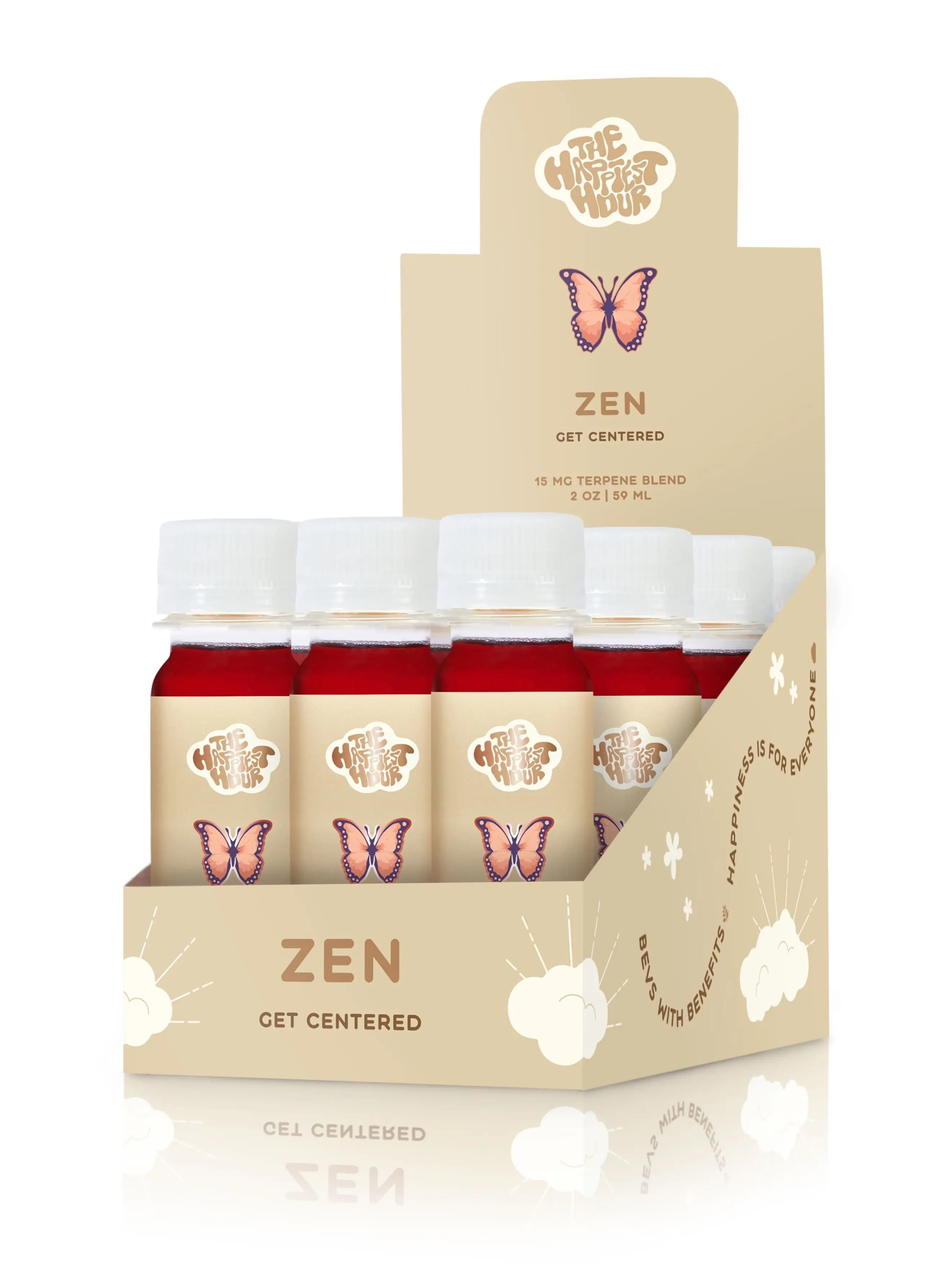 ZEN - 12 PACK - Strawberry Basil Stress Relief, Uplifting & Refreshing Energy Wellness Vitamins Supplement Health Shots